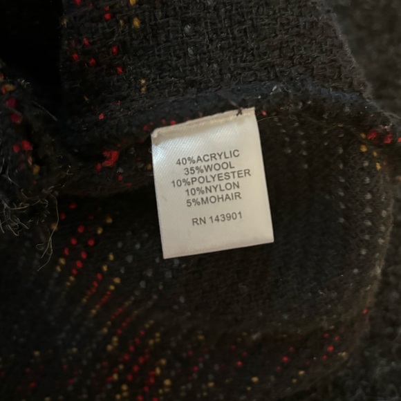 Coco+Carmen Women’s Grey Wool Blend Plaid V-Neck Cardigan Sweater Jacket Sz S/M - Picture 6 of 10